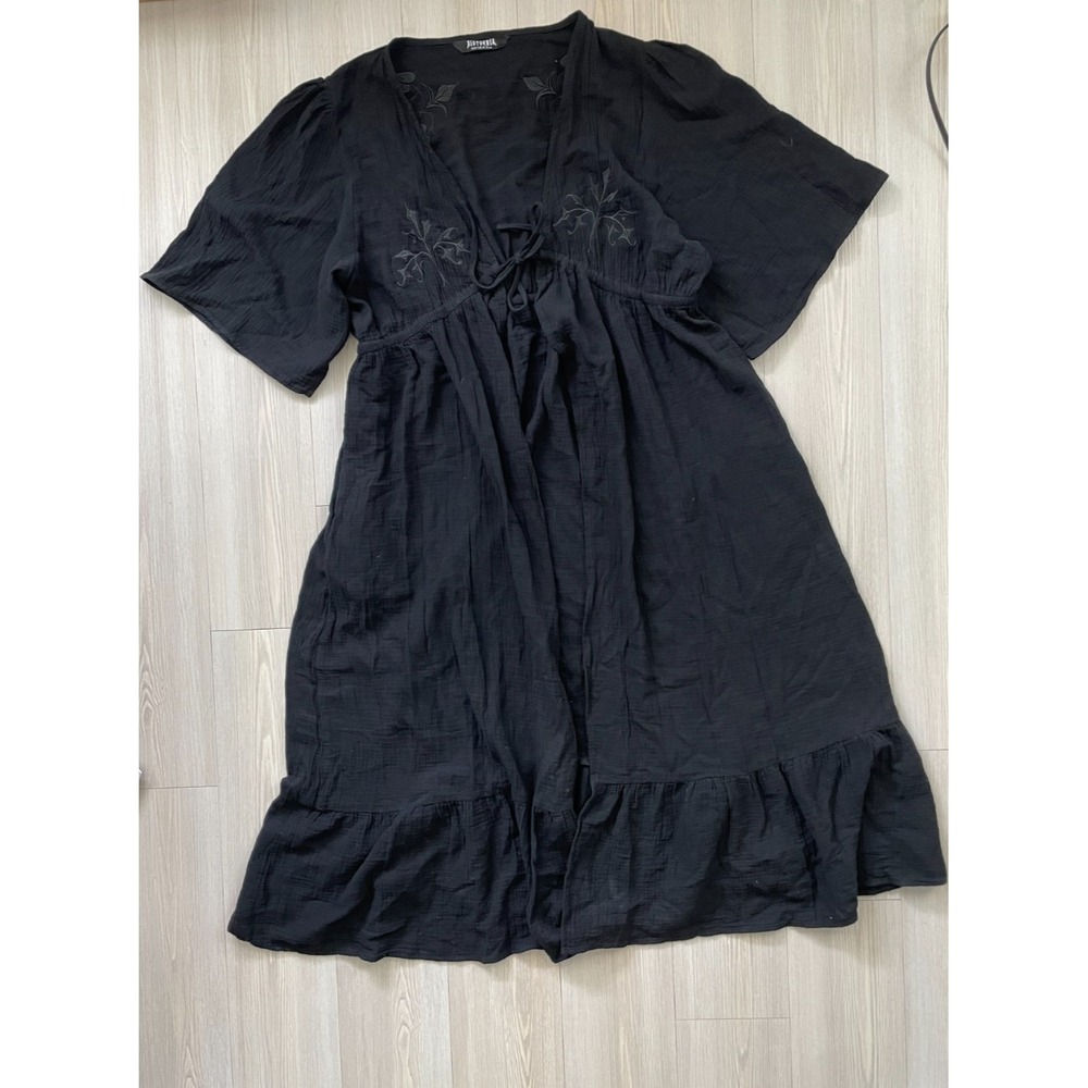 Disturbia Women's Black Tie Front Maxi Dress Size 14 Whimsigoth Fairygrunge